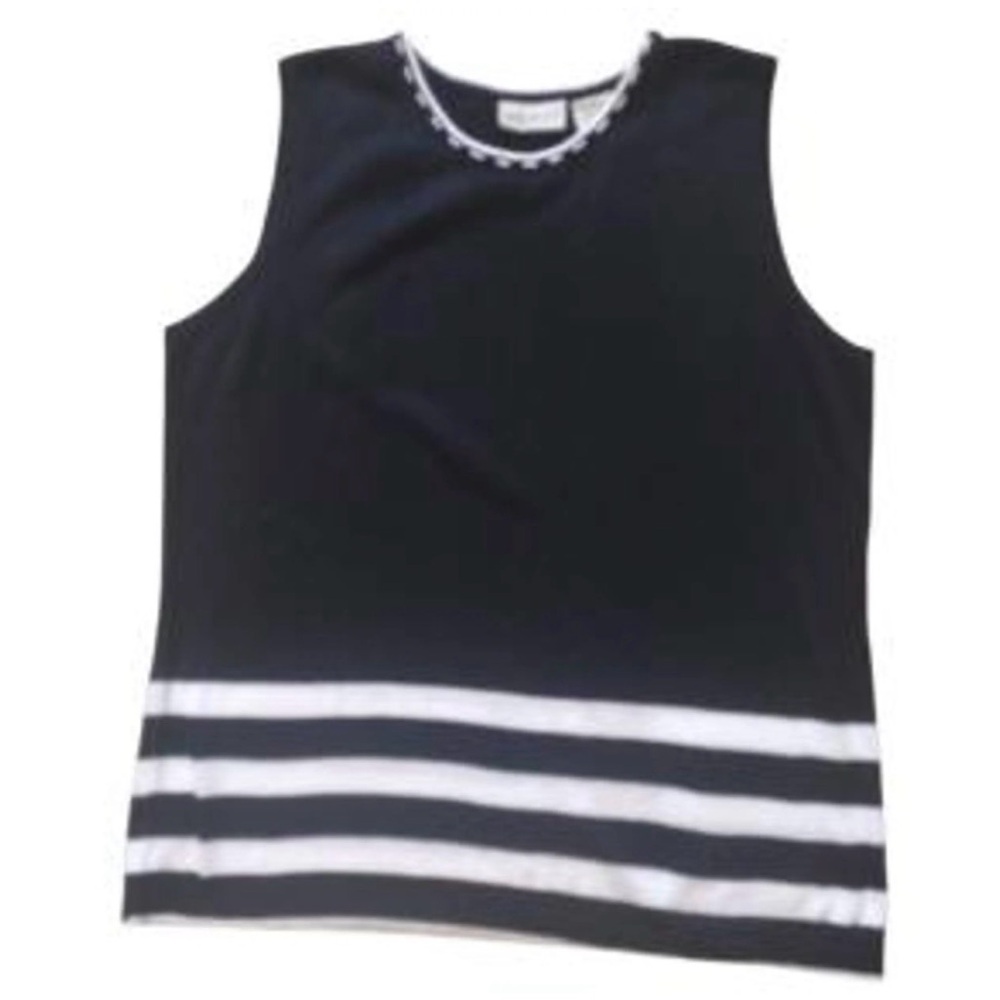 White Stag Black and White Sleeveless Striped Top Women’s 14W/16W Sleeveless